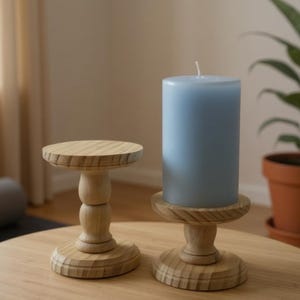 Matching Pair of Wooden Pillar Candle Holder Candlestick Holders Wedding Candlestick Holders Wood Pillar Candle Holder Sets Home Decor