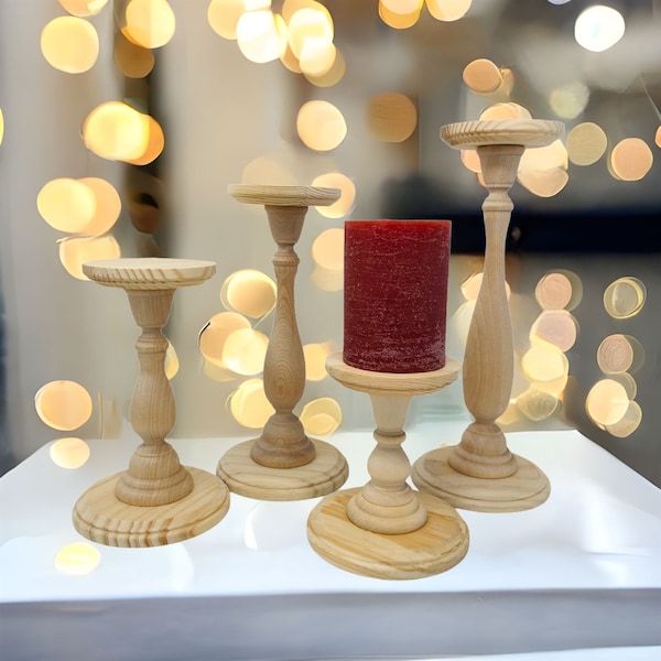 Tall Wood Pillar Candle Holder Etsy