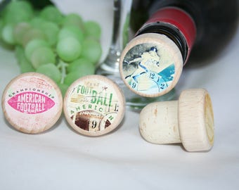 QTY 1- American Football Wine Stoppers, Football Lover Gift, Football Gift, Guy Gift, Best Man Gift, Party Favors, Wine Stopper,Cork Stopper