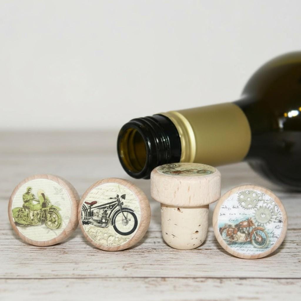 LKKCHER DESIGN Tappo per Vino con Candela, Regali per Uomo Ragazzo papà Meccanico Motociclista riparatore Biker, Tappi per Vino, Regali di Compleanno