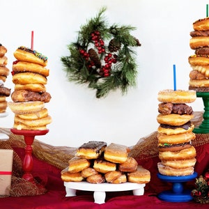 QTY 1 Christmas Themed Donut Stands, Wedding Doughnut Stands, Doughnut Holder, Donut Stand, Doughnut Party, Doughnut Wall, Donut Platter image 2