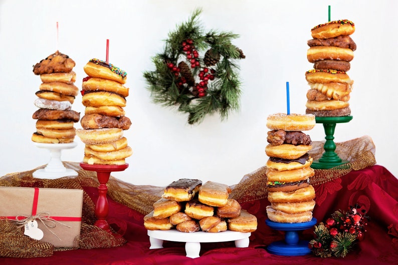 QTY 1 Christmas Themed Donut Stands, Wedding Doughnut Stands, Doughnut Holder, Donut Stand, Doughnut Party, Doughnut Wall, Donut Platter image 2