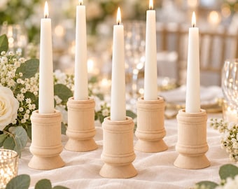 Lot de bougeoirs pour réception de mariage, bougeoirs décoratifs rustiques, bougeoirs simples en bois, style bohème.