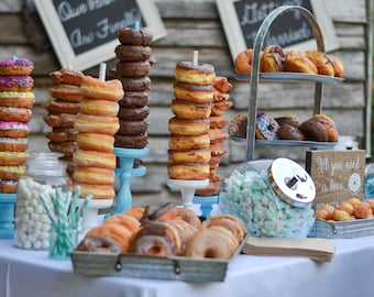 QTY 1- Donut Stands, Wedding Doughnut Stands, Donut Holder, Painted Donut Stand, Donut Party, Donut Wall, Breakfast Bar, Wedding Dessert Bar