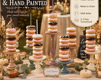 Wedding Donut Stands Handmade Wedding Decor Donut Baby Shower Decor Ideas Holds 8-10 Donut Stand Donut Birthday Theme Wedding Donut Bar