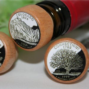 State Quarter Wine Stoppers Cork Wine Stoppers Texas Stopper California Stopper Florida Stopper US States Wine Gift Under 10