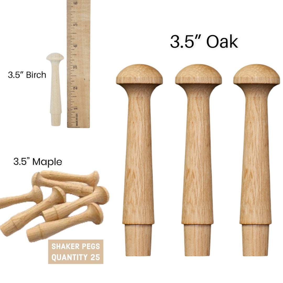 QTY 25 3.5 Shaker Pegs Oak, Birch, Maple Shaker Pegs, Hanger, Wall Mount,  Shaker Peg for Rack, Coat Hook, Hat Hook, Kids Hook, Wall Mount 