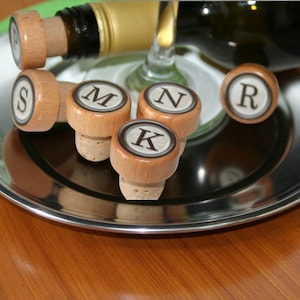 Personalized Wine Stoppers – Custom Monogram, Wedding, Bridesmaid and Thank You Gifts, Wine Lover Gift