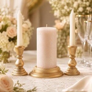 Unity Candlestick Set of 3 Hand Painted Champagne Wedding Candlestick Holders Unity Candle Holder Set Unity Candle Home Decor Accents
