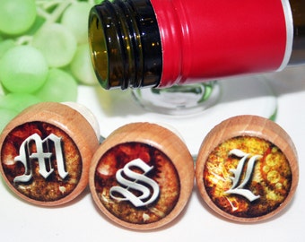 QTY 1- Monogram Wine Stoppers, Lettered Wine Stopper, Wedding Wine Stopper, Bridesmaid Wine Stopper, Name Gifts, Thank You Favors