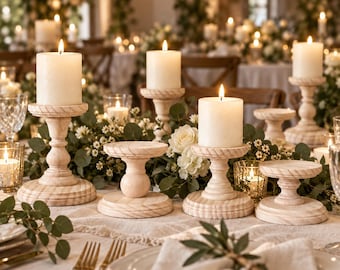 Reception Wedding Candle Holder Display Piece Reception Accent Table Centerpiece Rustic Wedding Decor Wood Pillar Candle Holder Stain Option