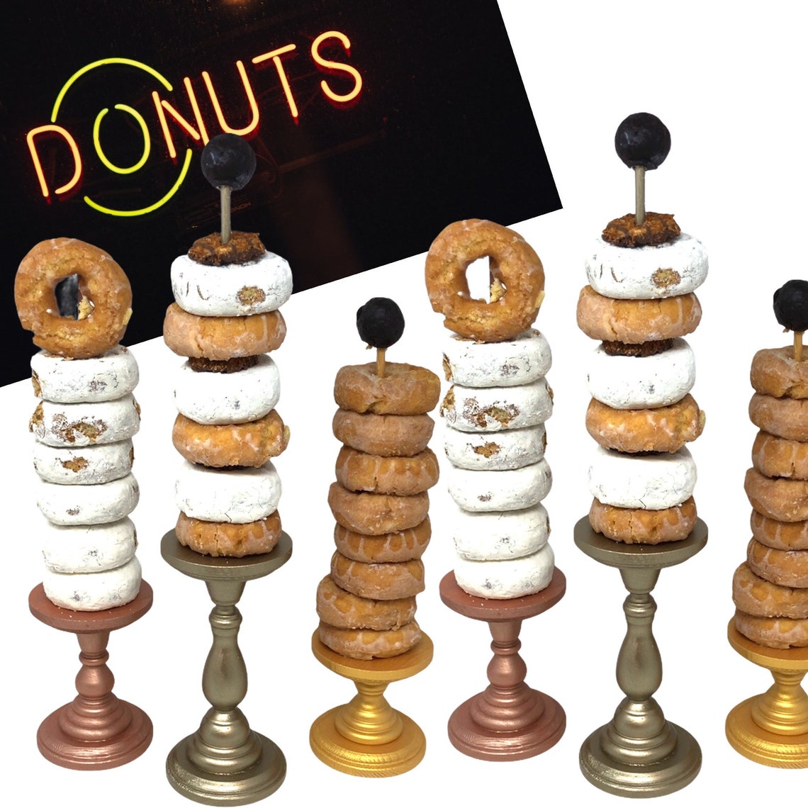 QTY 1 4 Top & 4 Bottom Mini Donut Stands Wedding Etsy