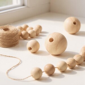 1&quot; Ball Bead Jewelry Making Garland Beads Jewelry Beads Kids Craft Wood Beads Round Beads Round Ball With Hole Home Decor