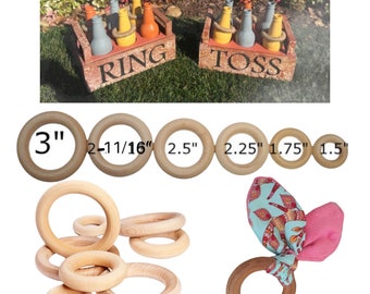 QTY 1- Wooden Rings, Baby Rings, DIY Wooden Rings, Wedding Wood Rings, Teething Rings, Bottle Toss Ring, Ring Toss, Napkin Rings, Wood Rings