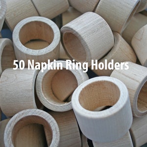 QTY 50- Natural Wood Napkin Ring Holder, Wedding Napkin Rings, Natural Napkin Ring Holder, DIY Wood Napkin Rings, Table Setting Decor