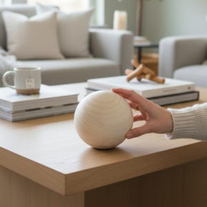 5" Maple Wood Balls Large Wooden Balls Game Pieces Craft Ball Solar System Large Wooden Balls Large Ball for DIY Crafts Sphere Bocce Balls image 3