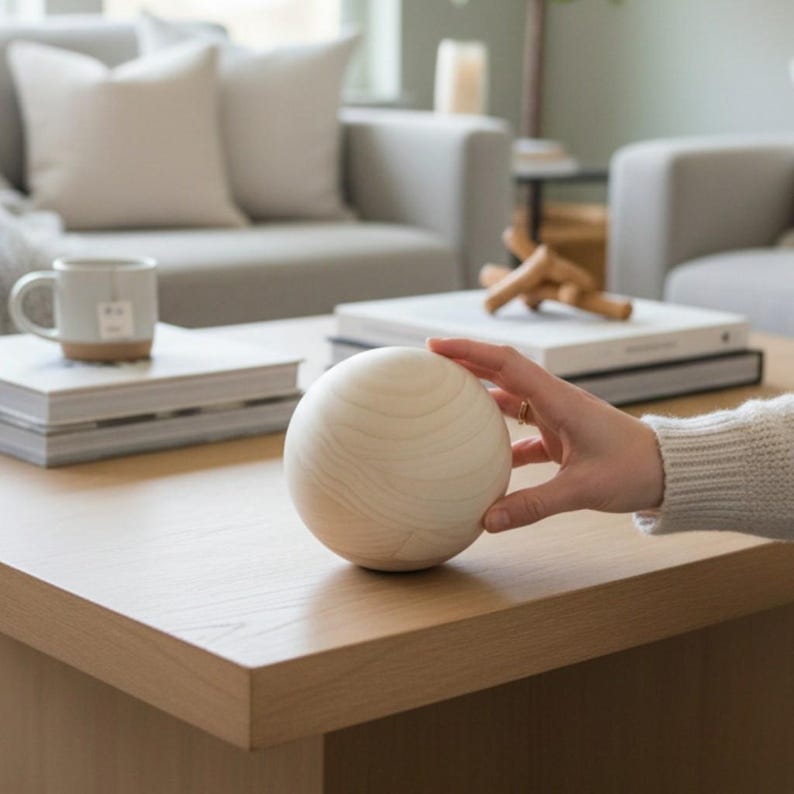 5" Maple Wood Balls Large Wooden Balls Game Pieces Craft Ball Solar System Large Wooden Balls Large Ball for DIY Crafts Sphere Bocce Balls image 3