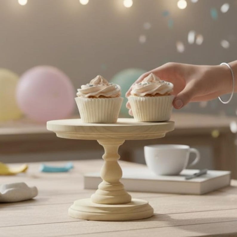 Small Cake Stand One Year Old Pics Cake Smash Birthday Party Cake Stand Modern Farmhouse Riser Home Decor Rustic Wooden Cake Stand for Baby image 16