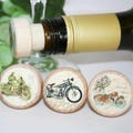 Motorcycle Wine Stopper Cork Personalized Gift Idea Biker Enthusiast Party Favors Thank You Wood Accessory Man Cave Decoration Vintage Club