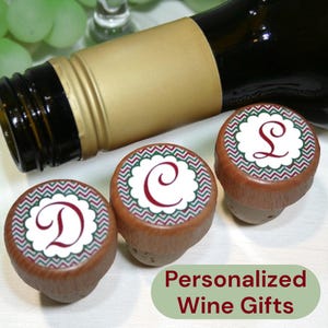 Christmas Monogram Wine Stoppers Personalized Wine Stopper Christmas Gift Stocking Stuffer Gifts Under 10 Party Favor Gift