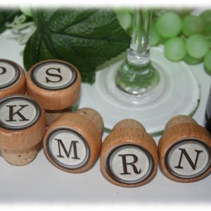 QTY 1 Monogram Wine Stoppers, Lettered Wine Stopper, Wedding Wine Stopper, Bridesmaid Wine Stopper, Thank You Favors, Cork, Wine Gift image 2