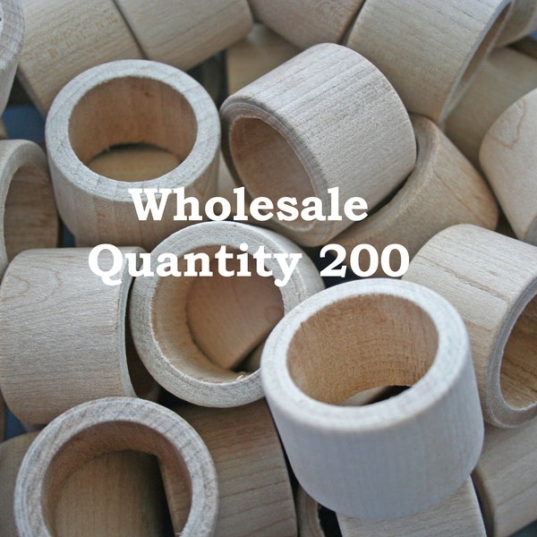 QTY 200- Natural Wood Napkin Ring Holder, Wedding Napkin Rings, Natural Wood Napkin Ring Holder, DIY Wood Napkin Rings, Table Setting