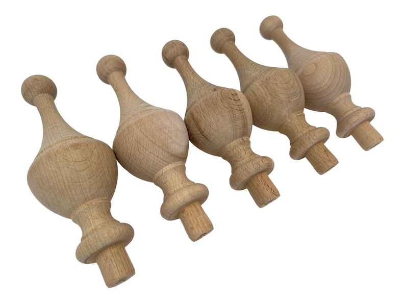Unfinished Maple Finial Wood Craft Supply Kit Furniture Curtain Treatment Rod End Chair Large Bedpost Topper Decoration Jar Top Home Accent image 13