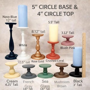 Wooden Pillar Stand Decorative Pedestal Table Accent Rustic Style Modern Farmhouse Decor Piece Handmade Handpainted Candle Holder Bathroom image 12