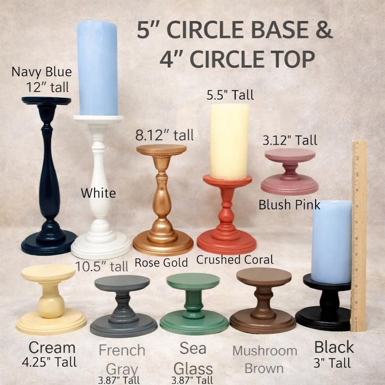 Wooden Pillar Stand Decorative Pedestal Table Accent Rustic Style Modern Farmhouse Decor Piece Handmade Handpainted Candle Holder Bathroom image 12