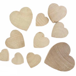 QTY 1 Various Sizes Natural Wooden Hearts Wedding Guest Book Signing, Wedding Decor, DIY Wedding Favors, Wedding Hearts, Valentine Hearts image 1