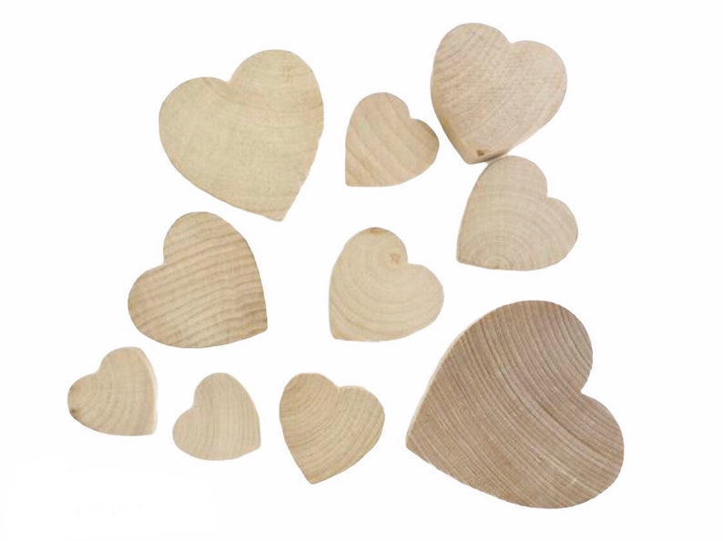 QTY 1 Various Sizes Natural Wooden Hearts Wedding Guest Book Signing, Wedding Decor, DIY Wedding Favors, Wedding Hearts, Valentine Hearts image 1