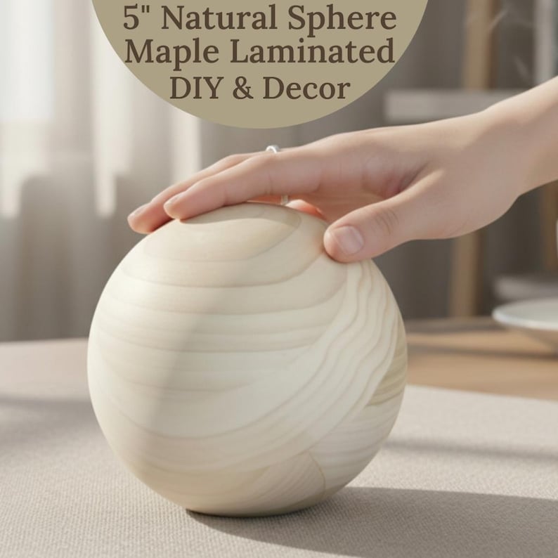 5" Maple Wood Balls Large Wooden Balls Game Pieces Craft Ball Solar System Large Wooden Balls Large Ball for DIY Crafts Sphere Bocce Balls image 2