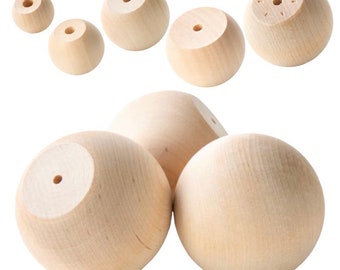 QTÉ 1- Boutons boule en bois, Têtes de poupée, Boutons de commode, Boutons de meuble, Boutons de bricolage, Boutons boule, Bouton de meuble, Bouton de commode, Fabrication de poupée