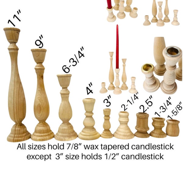 QTY 1- Natural Wood Candlestick Holders- DIY Wedding Accents, Home Decor, Cake Tier Spacers, Holiday Candle Holders, Wax Candlestick Holders