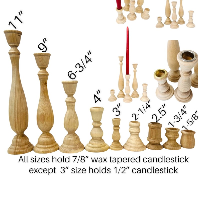 QTY 1 Natural Wood Candlestick Holders DIY Wedding Accents, Home Decor, Cake Tier Spacers, Holiday Candle Holders, Wax Candlestick Holders image 1