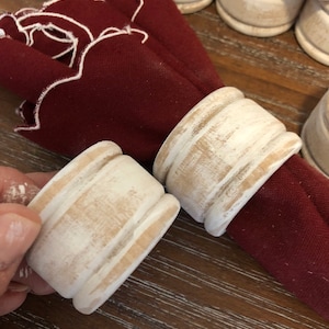 Napkin Ring Holder Distressed White Wedding Napkin Rings Rustic Wooden Napkin Holders Table Setting Decor Wedding Napkins Hand Painted
