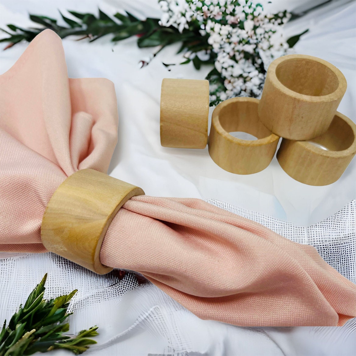 Polished Wooden Napkin Ring Set of 6 8 and 12 Natural Wood -  in 2023