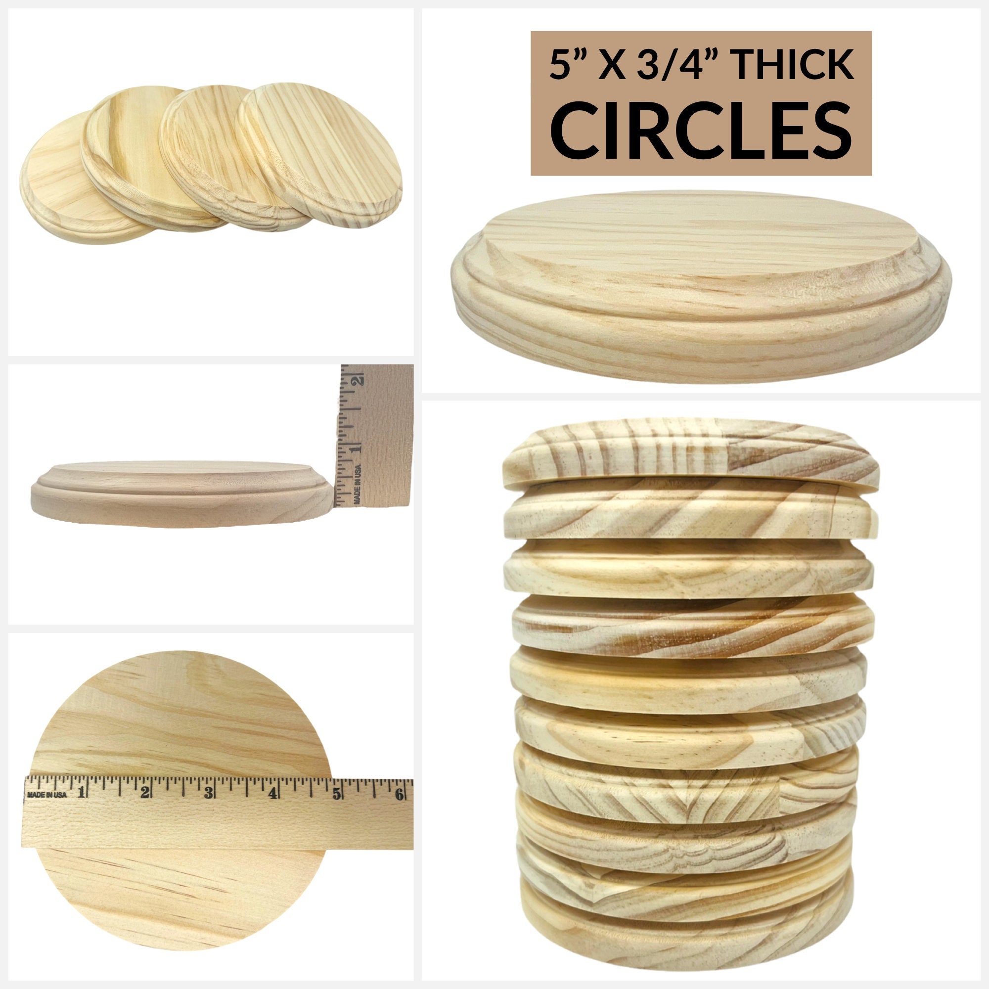 Caydo 4 Pieces 7-8 Inch Wood Slices for Centerpieces Natural Round