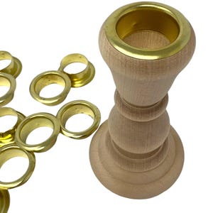 Brass Candle Cup Metal Insert Fits 7/8 Inch Hole Candle Stick Insert Candlestick Metal Ring Grommet Metal Insert Brass Taper Insert Set of 5