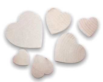 QTY 1- Wood Hearts, Various Sizes, Wedding Hearts, Wedding Guest Book, Valentine Day Heart, Jewelry Making, Wood Heart Decor, Kids Craft