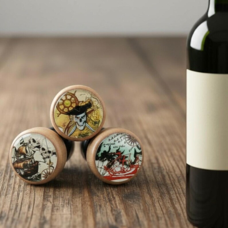 Pirate Wine Stopper Nautical Design Bar Accessory Treasure Map Themed Decoration Party Favor Wedding Gift Cork Collection Bottle Gift Under image 12