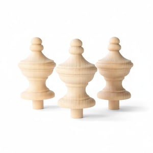 DIYEAH Wood Finial For Bed Posts, Curtain Rods & Fence Caps – Carved Roman Design, Unfinished Solid Wood