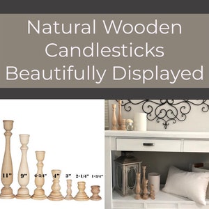 QTY 1 Natural Wood Candlestick Holders DIY Wedding Accents, Home Decor, Cake Tier Spacers, Holiday Candle Holders, Wax Candlestick Holders image 8