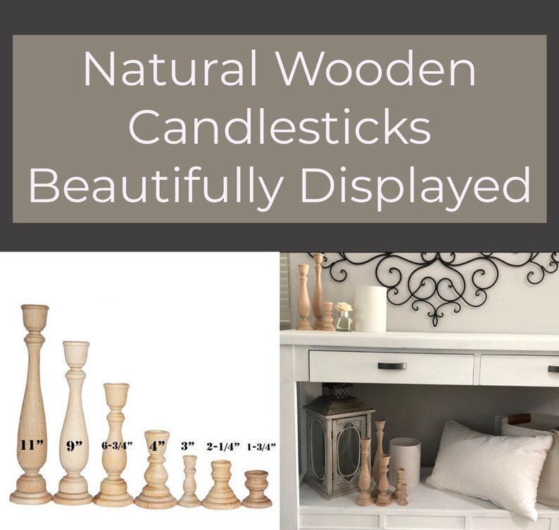 QTY 1 Natural Wood Candlestick Holders DIY Wedding Accents, Home Decor, Cake Tier Spacers, Holiday Candle Holders, Wax Candlestick Holders image 8