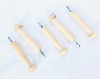 QTY 5- 3" Shaker Pegs Screw Size #10, Coat Hanger, DIY Shaker Peg Rack, Jewelry Hanger, Doll Clothes Hanger, Ring Toss Game, Wood Shaker Peg