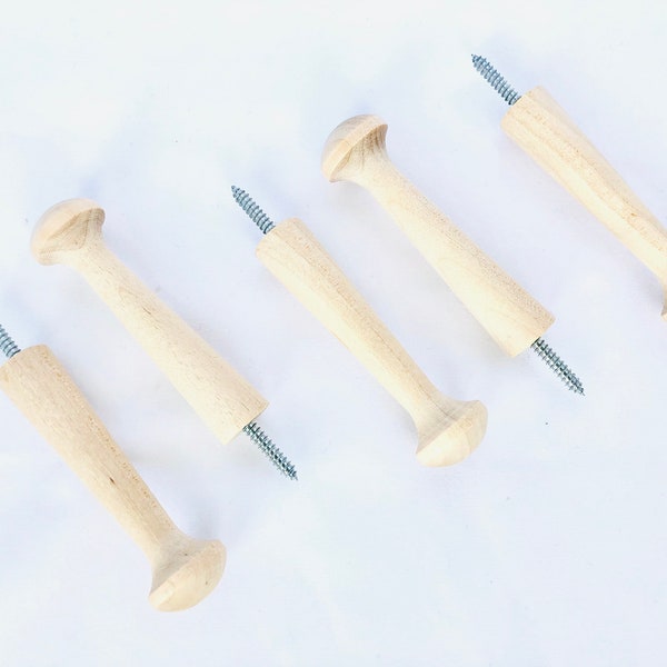 QTY 5- 3" Shaker Pegs Screw Size #10, Coat Hanger, DIY Shaker Peg Rack, Jewelry Hanger, Doll Clothes Hanger, Ring Toss Game, Wood Shaker Peg