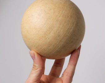4" Large Craft Ball Beechwood Solid Sphere DIY Crafts Home Decor Ball Educational Projects Wood Ball for Painting Crafting Meditation Ball