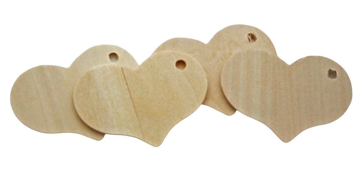 25x Holz Form unvollendete Herz Verzierungen für Geschenkanhänger Hochzeit 
