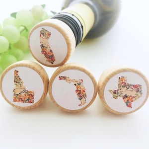 USA State Wine Stoppers State Bottle Stopper Texas California Florida New York Wedding Favor Wine Gift Custom Vino Gift Handmade Cork Gift