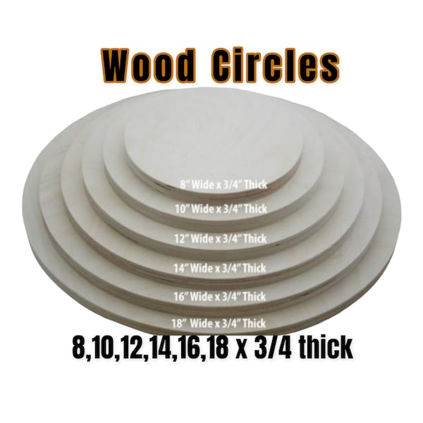 QTY 1- 8", 10", 12" Wood Circles 3/4" Thick, Wooden Circles, Cake Circles, Cupcake Stands, DIY Cake Circles, Plant Stand, Clock Circle